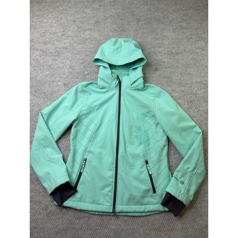Free Country Women M Aqua Teal Softshell Fleece Lined Hooded Jacket FC-7